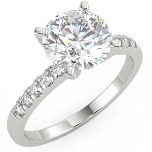 Round Diamond Engagement Ring Pave 1.58 Ct SI1 D 14ct White Gold - Picture 1 of 6