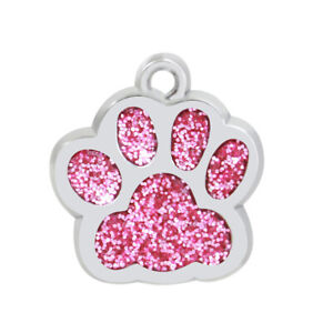 10 pcs Enamel Animal Paw Charm Glitter Cat Dog ID Tag Footprint Pendant 18x17mm
