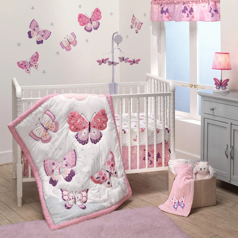 Bedtime Originals Butterfly Kisses 3piece Crib Bedding Set Multicolor