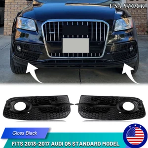 Gloss Black For 2013-2017 Audi Q5 Fog Light Cover Grille SQ5 Style Look Pair - Picture 1 of 15