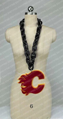 Novo NHL Calgary Flames GRANDE Corrente de Ventilador Colar Preto Espuma MI EUA - Imagem 1 de 3