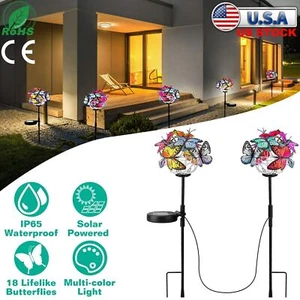 2 in 1 Solar Butterfly Light LED Waterproof Stake Light Yard Patio Pathway Decor - Picture 1 of 12