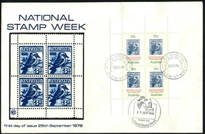 Australia 20c 1978 Semana Nacional de Estampillas WCS mini hoja grande FDC, en muy buen estado - Imagen 1 de 1