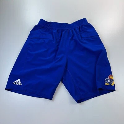 Adidas Kansas Jayhawks Athletic Shorts Mens Large Blue Stretch 9" NCAA - Image 1 of 4
