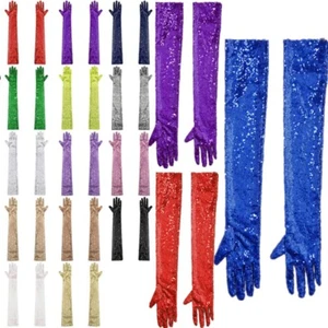 Guantes Largos Para Mujer Aleta Elásticos Hasta el Codo Lentejuelas Guantes De Colección Ópera - Imagen 1 de 147