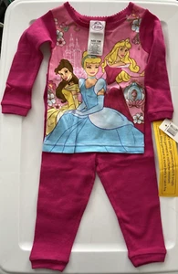 Infant Disney Princess 2 Piece PJ Set Size 12 Months Belle Cinderella Aurora NWT - Picture 1 of 19
