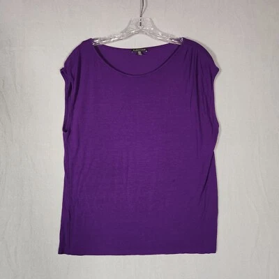 Eileen Fisher Top Womens XS Purple Viscose Comfort Cap Sleeve Scoop Neck Shirt - Image 1 of 4