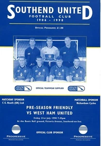 SOUTHEND UNITED V WEST HAM UNITED ~ PRETEMPORADA AMIGABLE ~ 31 JULIO 1998 - Imagen 1 de 1