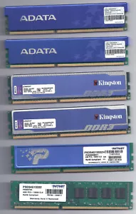 3 sets (2x4GB) DDR3, PC3 1333MHz, Tested (2 ADATA, 2 Kingston, 2 Patriot) - Picture 1 of 1