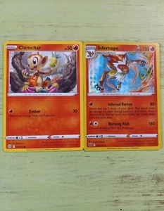 2 Pokémon TCG; Brilliant Stars - Chimchar 024/172, Infernape 026/172 - Bild 1 von 9