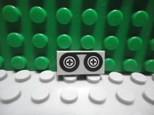 Lego 1 Mulinello Nastro Nero Piastrella Stampata Grigio Blu Chiaro 1x2 NUOVO - Foto 1 di 1