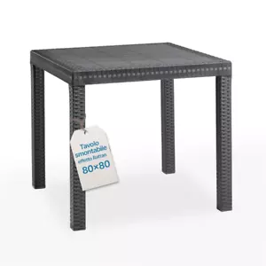 Tavolo da Giardino in Plastica effetto Rattan Dallas Bica Quadrato per Esterno - Foto 1 di 29