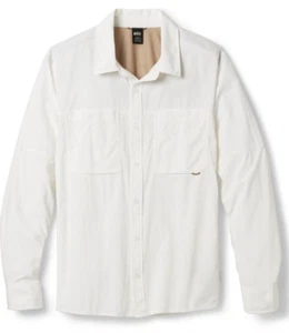 REI CO-OP SAHARA LONG SLEEVE HIKE SHIRT WHITE BUTTON-UP UPF-30 SIZE LARGE - Picture 1 of 4