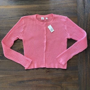 Gap Kids NWT Girl's Neon Pink Long Sleeve Button Down Easter Cardigan Size XXL - Picture 1 of 6
