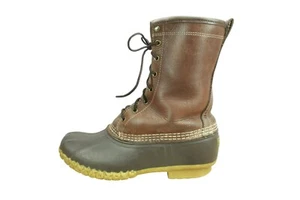 LL Bean Women's Brown Leather Shearling Lined Insulated Duck Boots Size 10 Wide - Picture 1 of 11
