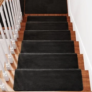 Plush Carpet Stair Treads Cover Set Soft Self-Adhensive Area Rug Indoor PURE ERA - Picture 1 of 88