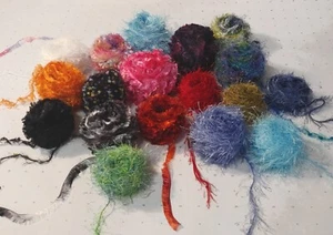 FANCY NOVELTY YARN LOT 18 Cakes Eyelash- Fun Fur- Glitter Lion Brand - Picture 1 of 1