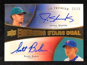 JAMES SHIELDS & SCOTT BAKER 2008 UD PREMIER EMERGING STARS DUAL AUTO /15 - Picture 1 of 2