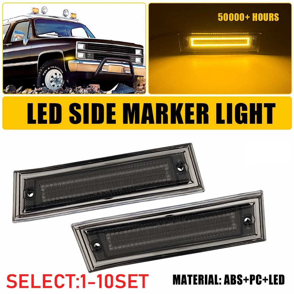 2-20PCS Smoked Lens Side Marker Lights Amber Fit GMC R1500/2500 Pickup 1987-1991 - Image 1 of 1