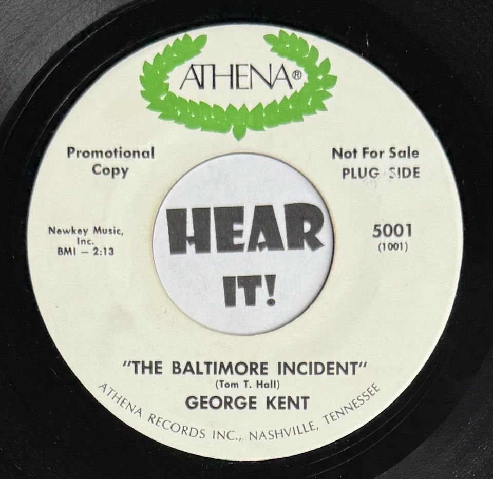 Hot Murder Country Bopper 45 GEORGE KENT Baltimore Incident ATHENA promo rare - Image 1 of 4