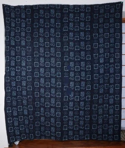Japanese Fabric Kasuri 59 x 52 inches STRUCTURE Kimono Cotton Cloth Textile Boro - Picture 1 of 8