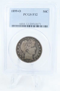 Medio dólar barbero huelga comercial 50C 1899-O graduación profesional F12 - Imagen 1 de 2