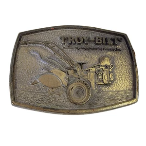 Fibbia per cintura vintage Troy-Bilt tono ottone in metallo di Garden Way Manufacturing Co - Foto 1 di 4
