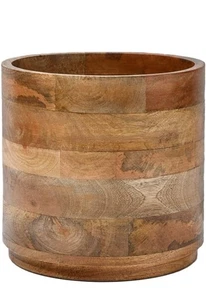 Large Brown Mango Wood Cachepot, Natural Wooden Pot for Faux Flowers & Plants... - Picture 1 of 8