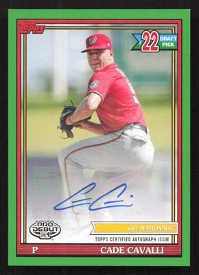 2021 Topps Pro Debut Cade Cavalli Auto Autograph Green #/99 #PD-170 Card - Image 1 of 2