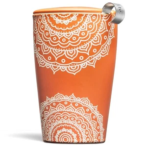 Chakra Double-Walled Ceramic Kati Cup with Removable Stainless Steel Infuser ... - Picture 1 of 7