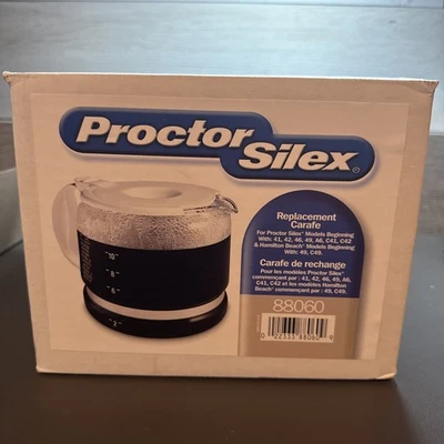 Jarra de repuesto Proctor Silex cafetera olla de vidrio #88060 con tapas adicionales Foto 1 de 4