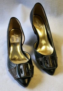 Nine & Co "JJBELISMA " Leather Black Brown Career Pumps Heels Sz. 61/2B *(A1) - Picture 1 of 9