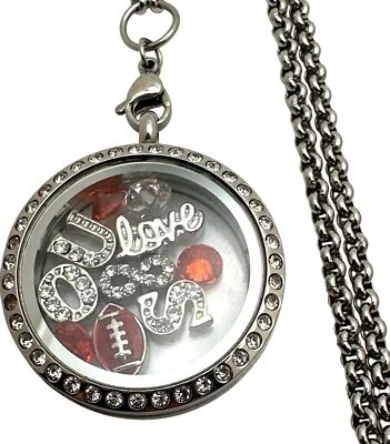 OSU 浮动吊坠项链口音和链大学足球队精神 — 第 1/4 张图片