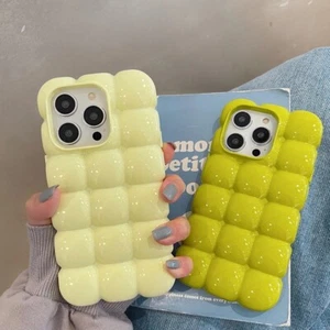 Cute Stylish Bread Chocolate Block 3D Glossy Phone Case For iPhone 16 15 Pro Max - Picture 1 of 32