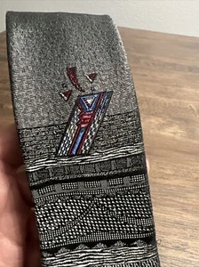 Corbata para hombre vintage de diseño abstracto gris frijoles fuertes - Imagen 1 de 8