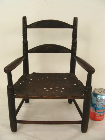 Antique 19C Miniature Painted Ladderback Arm Chair Cover