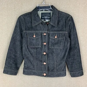 Chaqueta Vaquera Guess De Colección Hecha en EE. UU. Talla Pequeña Y2K Años 90 Jean Trucker 100% Cott - Imagen 1 de 10