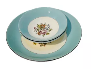 Danube By Cunningham & Pickett Set Of 4 ~ 2 Soup Bowls ~ 2 Dessert Bowls Blue - Picture 1 of 12