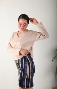 Women's Navy Patterned Skirt - Picture 1 of 4
