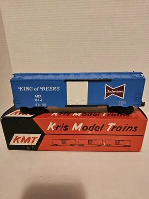 KMT, KRIS MODEL TRAINS O  BUDWEISER BEER BLUE REEFER CAR WITH BOX  - Image 1 of 4