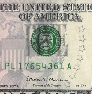 Fünfstelliger absteigender Leiter ausgefallene Seriennummer Fünf Dollar Schein 7er 6er 5er 4er 3er - Bild 1 von 11