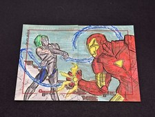 Marvel Greatest Battles Sketch Card By Jordan Butler Of Iron Man