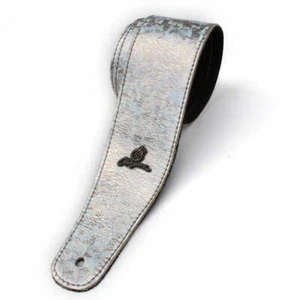 Magma Leathers 2.52" Delux Argentinean Leather Chamois Guitar Strap Cristal Silv - Picture 1 of 2