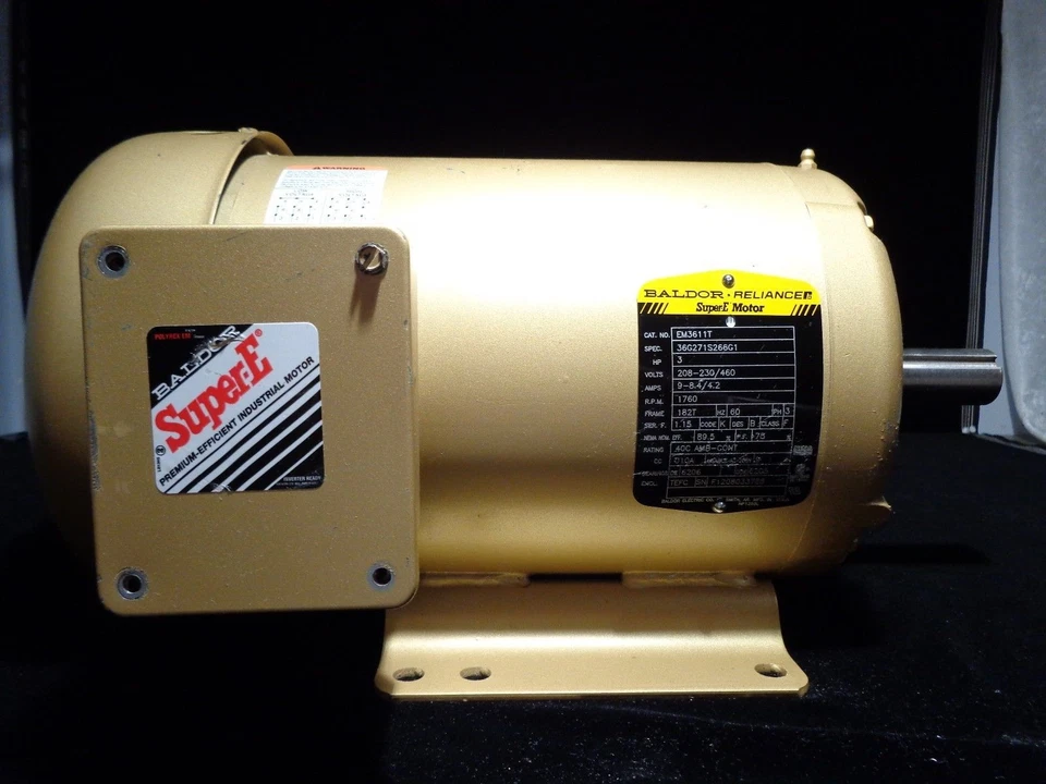 BALDOR SUPER-E MOTOR, EM3611T-5, 3HP, 1760RPM, 3 PH, 60 HZ, 182TC, 0628M - Image 1 of 2