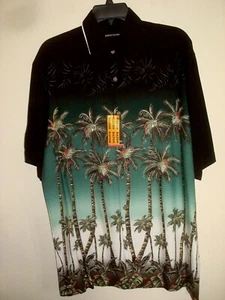 Men's Hawaiian Shirt Tropical Black Size Small - Picture 1 of 2