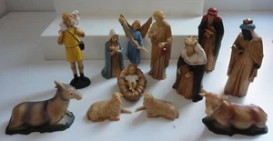 Vintage Hard Plastic Nativity Set 12 Pieces - Picture 1 of 2