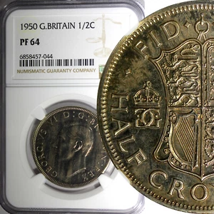 Great Britain George VI PROOF 1950 1/2 Crown NGC PF64 Mintage-18,000 KM# 879 (4) - Picture 1 of 5