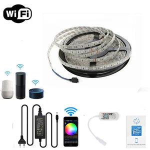 DC 24V 5M 5050 RGB luce striscia LED dimmer WiFi per Alexa Google Home set nastro - Foto 1 di 38