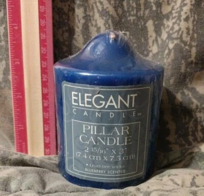 Vela pilar vintage perfumada con arándanos de 3" 2 15/16" pulgadas - Elegant Candle Co NUEVA Foto 1 de 4