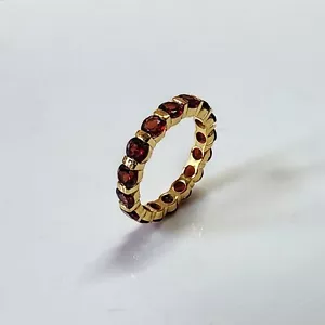 4mm Garnet Wedding Band Full Eternity Band Silver Gold Plated Ring Stacking Band - Picture 1 of 5